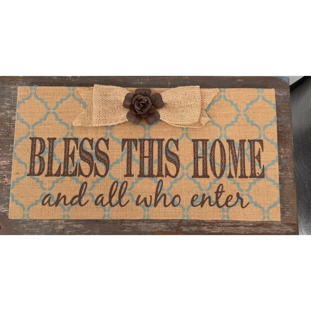 Bless This Home And All Who Enter Sign 16x8 Wooden Sign Shabby Chic Cottage